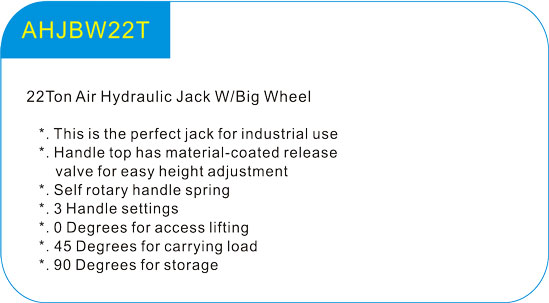  22Ton Air Hydraulic Jack W/Big Wheel